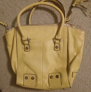 Classic Yellow Leather Tote Handbag